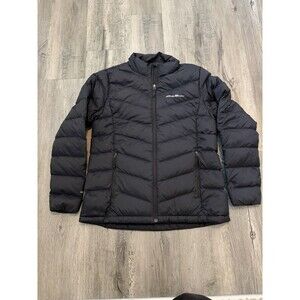 Eddie Bauer Womens Jacket Coat M Black Quilted Down Puffer EB650 Packable Warm